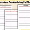 Page from 30-Day Korean Noun List – Korean to English practice