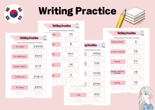 💗 Korean Hangul Workbook for Beginners | Korean Alphabet Writing Practice PDF